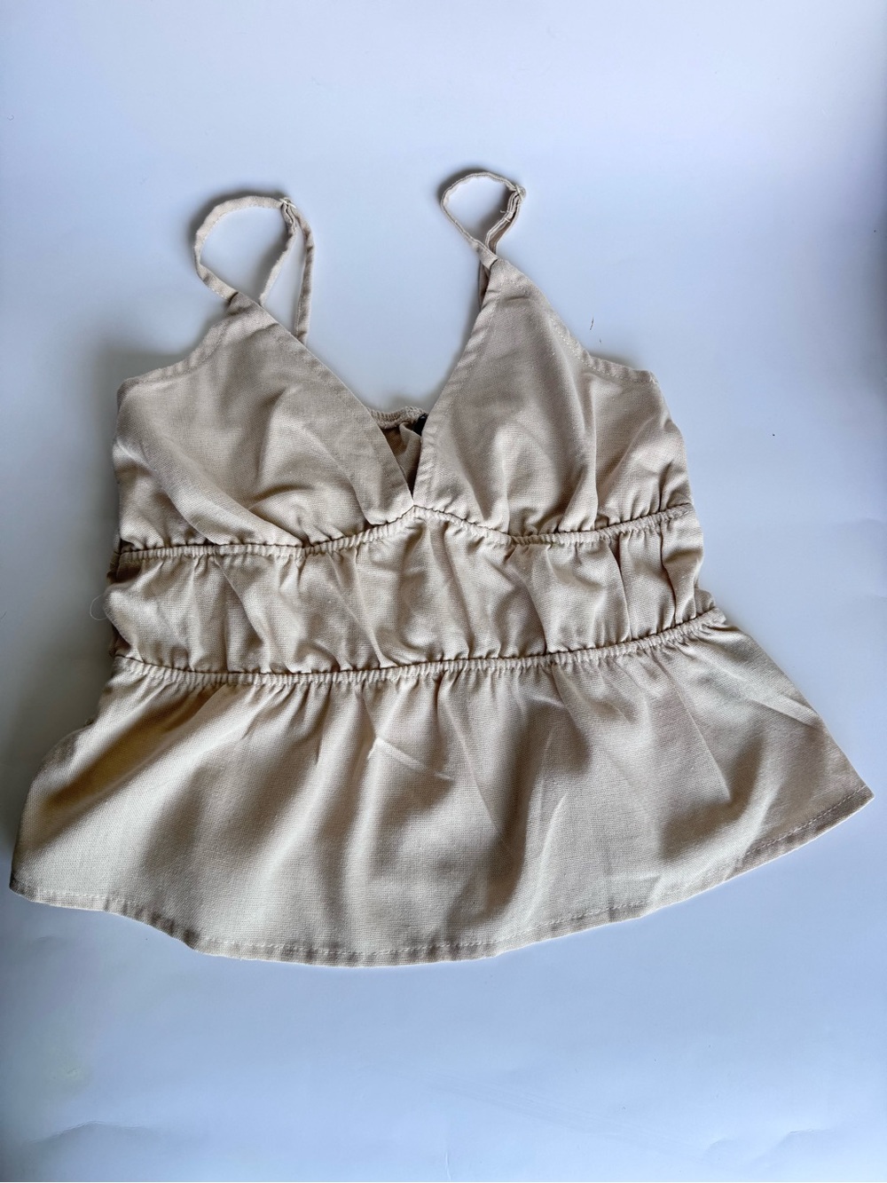 Cream Peplum Cami Top with Adjustable Straps